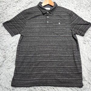 English Laundry Mens Polo Shirt Medium M Short Sleeve Black Gray Striped‎ Casual